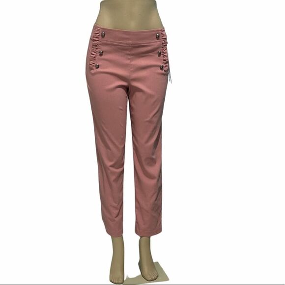 Love Scarlett Straight Leg Cropped Ankle Pants Pull On Dusty Coral Pink 10 - Picture 15 of 15